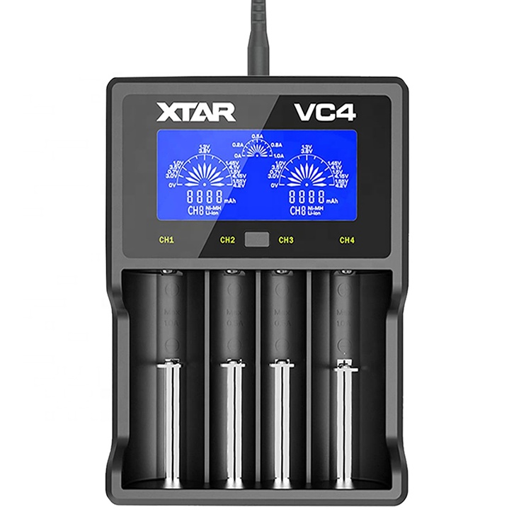 XTAR VC4 4 Slots USB LCD Display 3.6V 3.7V Li-ion Ni-MH Battery Charger